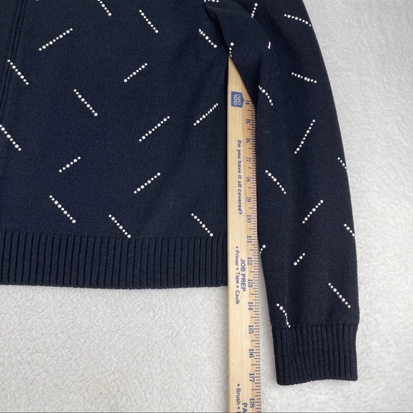 St John Collection Women’s Sz 16 Black White Geometric Sweater Cardigan Full Zip - Picture 9 of 11